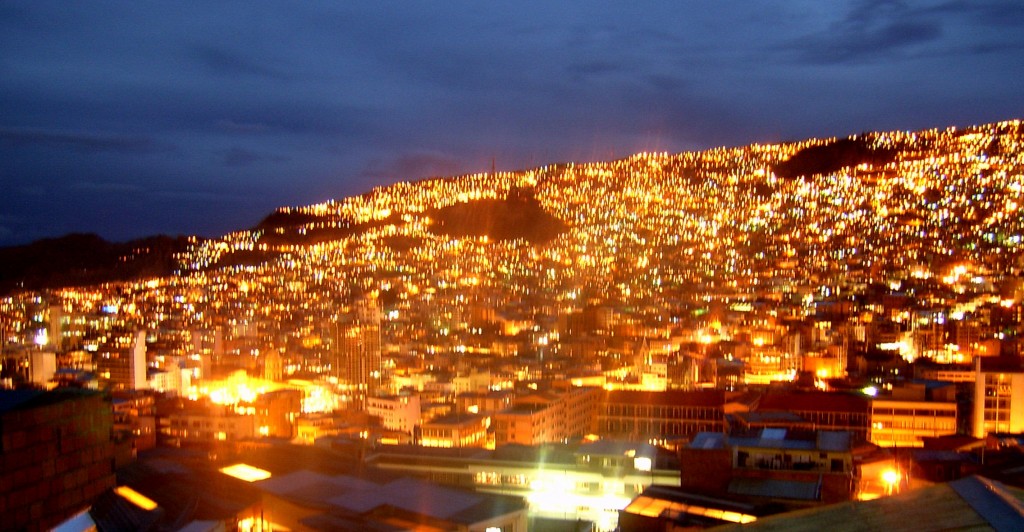 Vista nocturna en La Paz